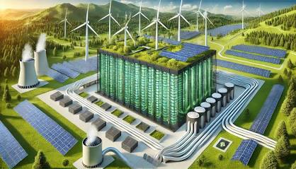 Future of ai in 2026 - Renewable-powered sustainable data center.