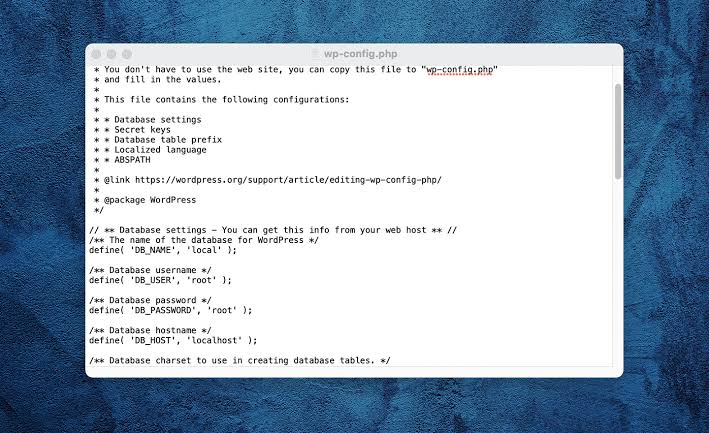 WordPress configuration file code structure. WordPress security 101